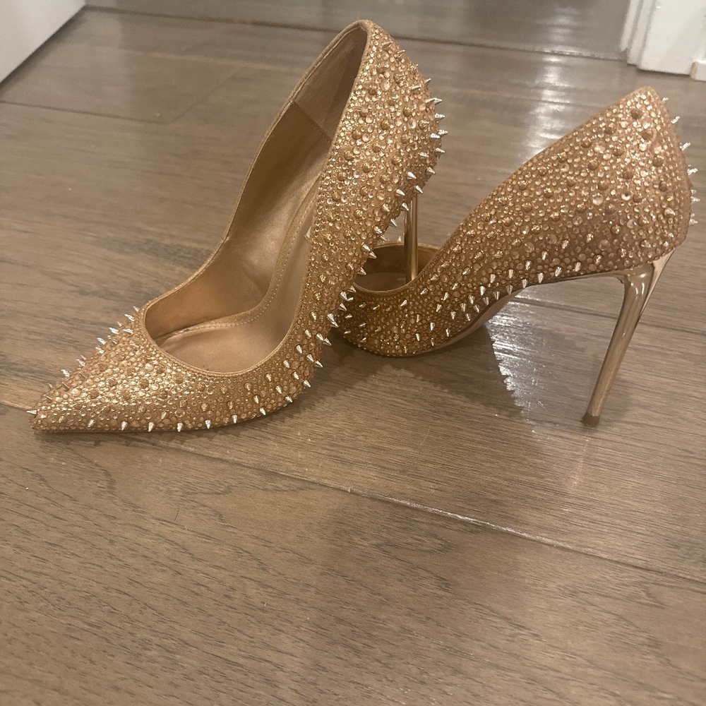 Steve Madden gold spiky heels